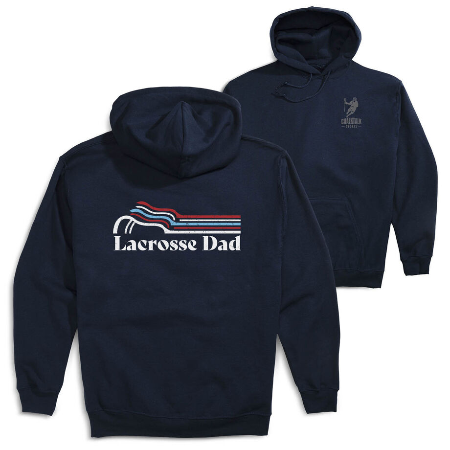 Guys Lacrosse Hooded Sweatshirt - Lacrosse Dad Sticks (Back Design)