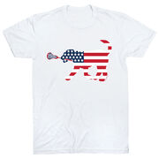Girls Lacrosse T-Shirt Short Sleeve Patriotic LuLa the Lax Dog
