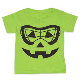 Girls Lacrosse Toddler Short Sleeve Shirt - Lacrosse Goggle Pumpkin Face