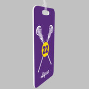 Girls Lacrosse Bag/Luggage Tag - Personalized Crossed Lacrosse Sticks