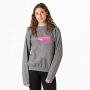 Girls Lacrosse Crewneck Sweatshirt - LuLa the LAX Dog (Pink)