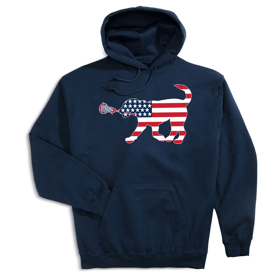 Girls Lacrosse Hooded Sweatshirt - Patriotic LuLa the Lax Dog