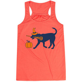 Girls Lacrosse Flowy Racerback Tank Top - Lula Witch Dog [Coral/Adult Small] - SS