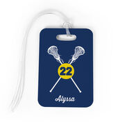 Girls Lacrosse Bag/Luggage Tag - Personalized Crossed Lacrosse Sticks