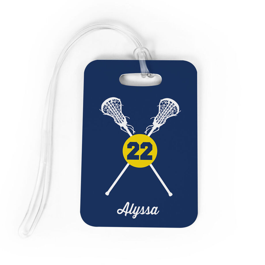 Girls Lacrosse Bag/Luggage Tag - Personalized Crossed Lacrosse Sticks