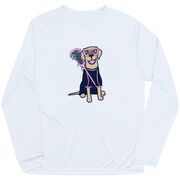 Girls Lacrosse Long Sleeve Performance Tee - Lily The Lacrosse Dog