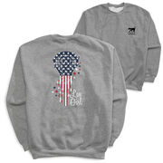 Girls Lacrosse Crewneck Sweatshirt - Patriotic Lax Girl (Back Design)