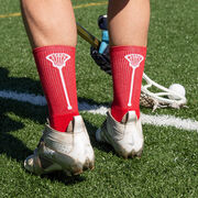 Lacrosse Woven Mid-Calf Socks - Single Stick (Red/White)