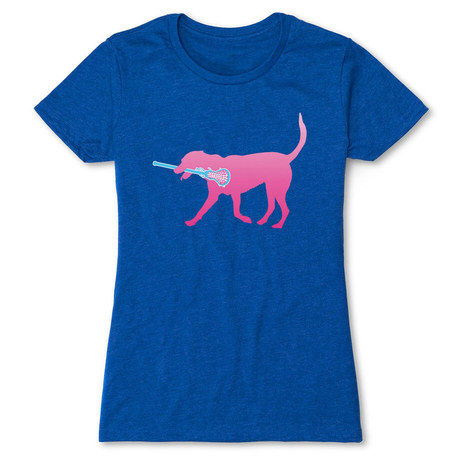 Girls Lacrosse Women's Everyday Tee - LuLa the Lax Dog (Pink)