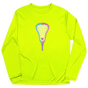 Girls Lacrosse Long Sleeve Performance Tee - Lacrosse Stick Heart