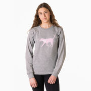Girls Lacrosse Tshirt Long Sleeve - Lula The Lax Dog (Pink)
