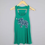 Girls Lacrosse Flowy Racerback Tank Top - Lax Elephant