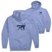 Girls Lacrosse Hooded Sweatshirt - LuLa The LAX Dog Blue (Back Design)