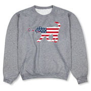 Girls Lacrosse Crewneck Sweatshirt - Patriotic LuLa the Lax Dog