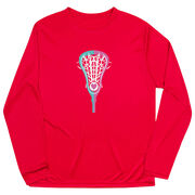 Girls Lacrosse Long Sleeve Performance Tee - Lacrosse Stick Heart