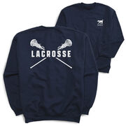 Girls Lacrosse Crewneck Sweatshirt - Lacrosse Crossed Girl Sticks (Back Design)