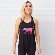 Girls Lacrosse Flowy Racerback Tank Top - LuLa the LAX Dog (Pink)