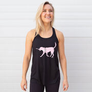 Girls Lacrosse Flowy Racerback Tank Top - LuLa the LAX Dog (Pink)