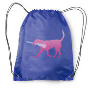 Girls Lacrosse Drawstring Backpack LuLa the Lax Dog(Pink)