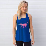Girls Lacrosse Flowy Racerback Tank Top - LuLa the LAX Dog (Pink)