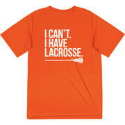 Girls Lacrosse Short Sleeve Performance Tee - I Can't. I Have Lacrosse