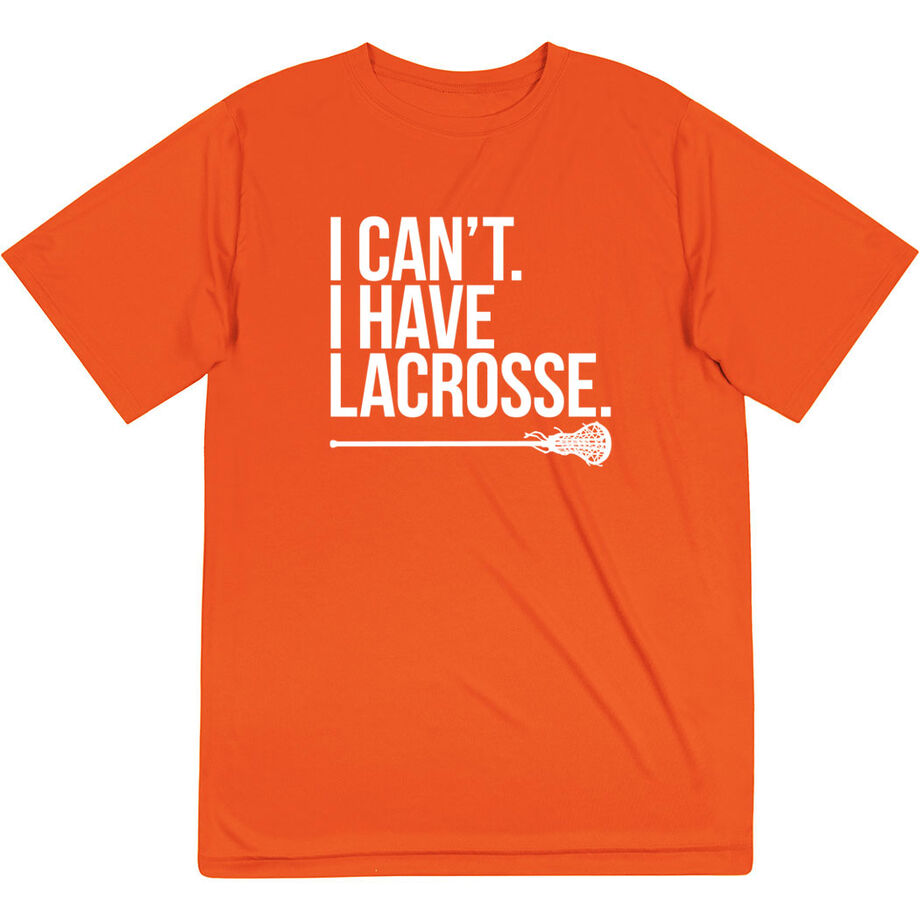 Girls Lacrosse Short Sleeve Performance Tee - I Can't. I Have Lacrosse - Personalization Image
