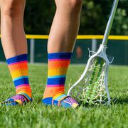 Girls Lacrosse Woven Mid-Calf Socks - Sunset Stick