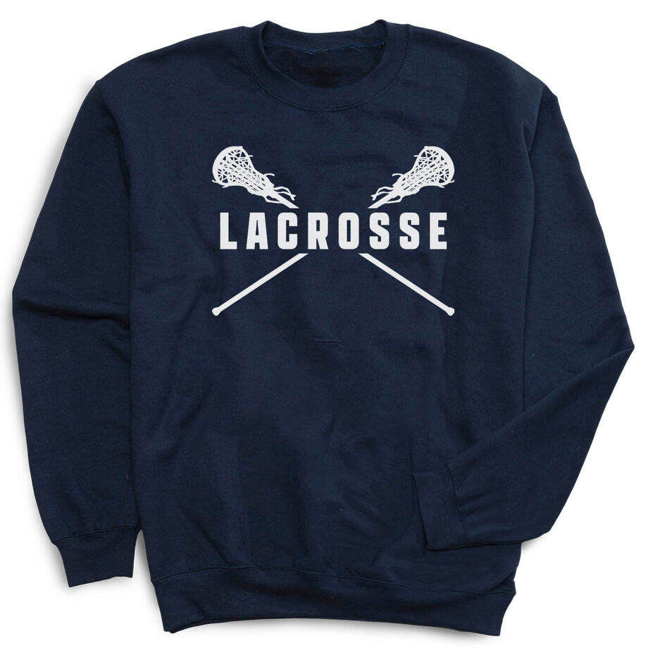 Girls Lacrosse Crewneck Sweatshirt - Lacrosse Crossed Girl Sticks