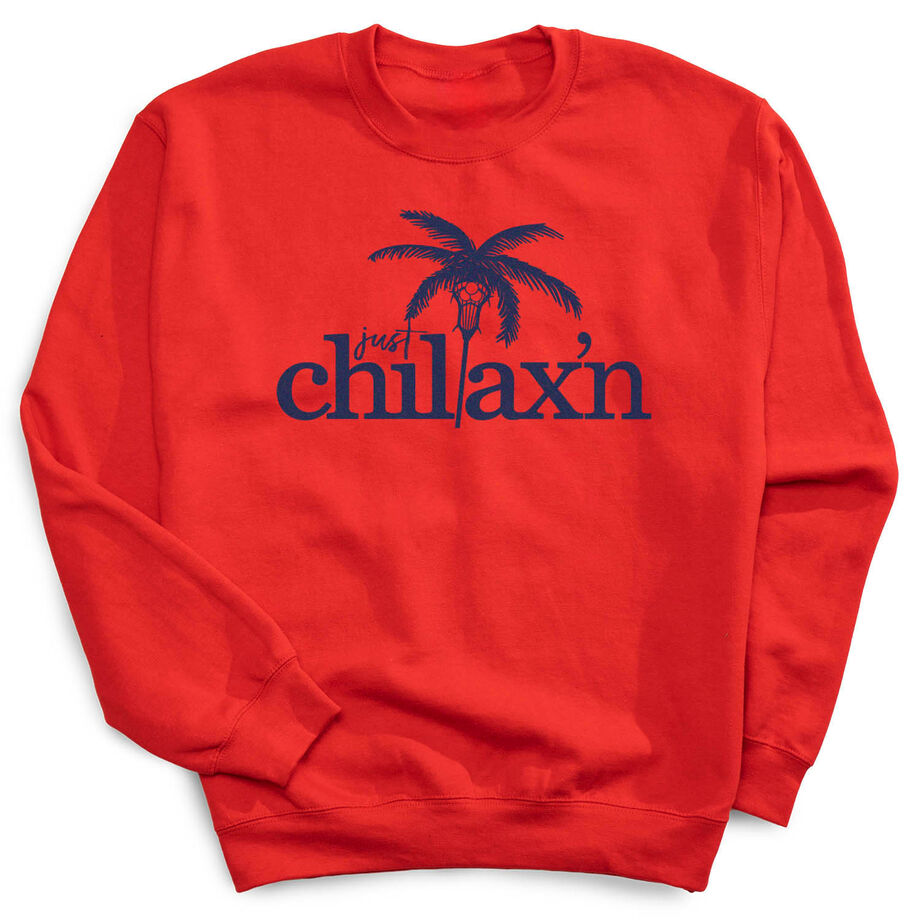 Lacrosse Crew Neck Sweatshirt - Just Chillax'n - Personalization Image