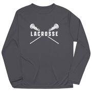 Girls Lacrosse Long Sleeve Performance Tee - Crossed Girls Sticks