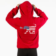 Girls Lacrosse Hooded Sweatshirt - Patriotic LuLa the Lax Dog (Back Design)