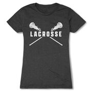 Girls Lacrosse Women's Everyday Tee - Crossed Girls Sticks [Adult Medium/Charcoal] - SS