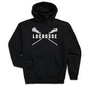 Girls Lacrosse Hooded Sweatshirt - Lacrosse Crossed Girls Sticks [Youth Large/Black] - SS