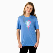 Girls Lacrosse Short Sleeve Performance Tee - Lacrosse Stick Heart