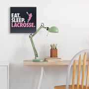 Girls Lacrosse Canvas Wall Art - Eat Sleep Lacrosse