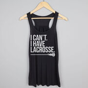 Girls Lacrosse Flowy Racerback Tank Top - I Can't. I Have Lacrosse