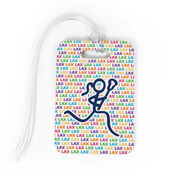 Girls Lacrosse Bag/Luggage Tag - Lax Lax Lax With Female Lacrosse Stick Figure