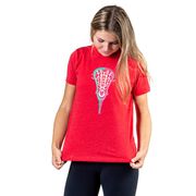 Girls Lacrosse T-Shirt Short Sleeve Lacrosse Stick Heart