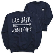 Girls Lacrosse Crewneck Sweatshirt - Lax Hair Don't Care (Back Design)