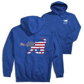 Girls Lacrosse Hooded Sweatshirt - Patriotic LuLa the Lax Dog (Back Design)