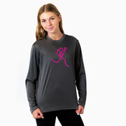 Girls Lacrosse Long Sleeve Performance Tee - Neon Lax Girl