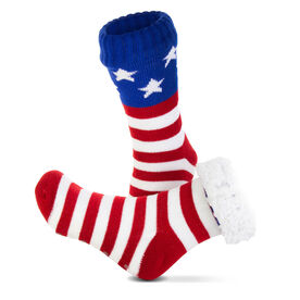 Patriotic Slipper Socks with Sherpa Lining