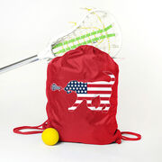 Girls Lacrosse Drawstring Backpack Patriotic LuLa the Lax Dog