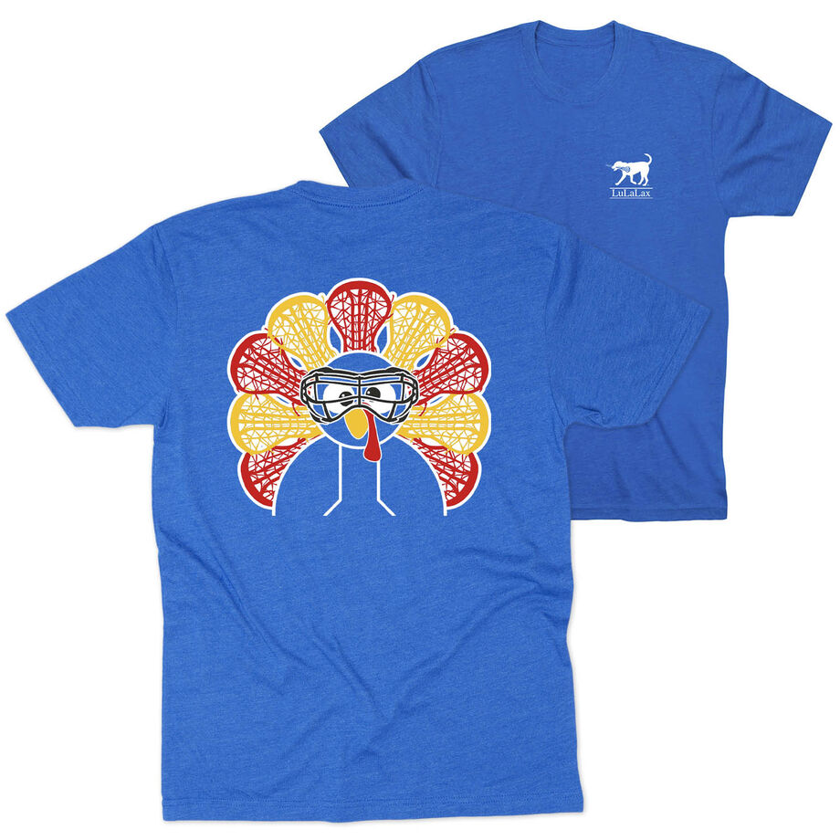 Girls Lacrosse Short Sleeve T-Shirt - Goofy Turkey Player (Back Design)