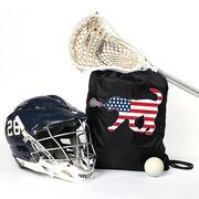 Girls Lacrosse Drawstring Backpack Patriotic LuLa the Lax Dog