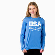 Girls Lacrosse Long Sleeve Performance Tee - USA Girls Lacrosse