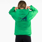 Girls Lacrosse Hooded Sweatshirt - LuLa The LAX Dog Blue (Back Design)