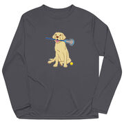 Girls Lacrosse Long Sleeve Performance Tee - Chase The Lax Dog