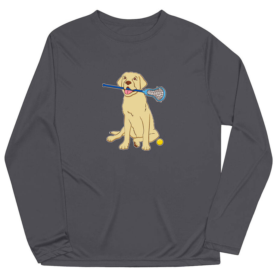 Girls Lacrosse Long Sleeve Performance Tee - Chase The Lax Dog