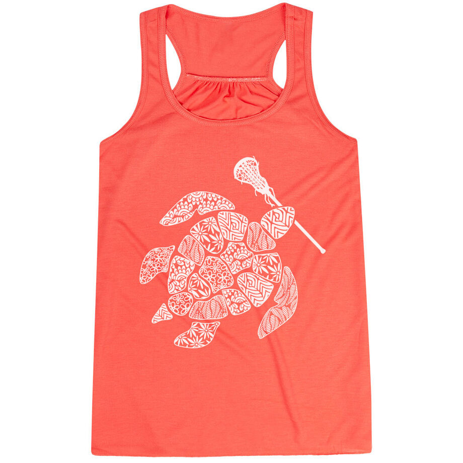 Girls Lacrosse Flowy Racerback Tank Top - Lax Turtle